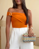 Solid One Shoulder with Heart Shape Decor Slim fit Bodysuit