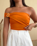 Solid One Shoulder with Heart Shape Decor Slim fit Bodysuit