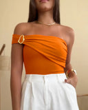 Solid One Shoulder with Heart Shape Decor Slim fit Bodysuit