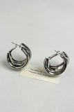Silvery Layered Hoop Studded Earrings
