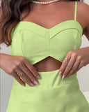 Heart shaped Neck Spaghetti Strap Hollow out Romper