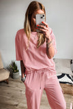 Apricot Pink Half Sleeve T-Shirt & Cargo Sweatpants Set