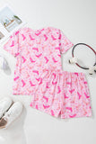 Pink Western Boots Printed Short 2pcs Lounge Set