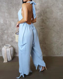 Halter Tied Detail Pocket Design Jumpsuit
