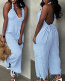 Halter Tied Detail Pocket Design Jumpsuit
