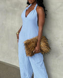 Halter Tied Detail Pocket Design Jumpsuit