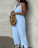 Halter Tied Detail Pocket Design Jumpsuit