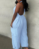 Halter Tied Detail Pocket Design Jumpsuit