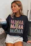 Black Leopard Lightning MAMA Graphic Pullover Sweatshirt