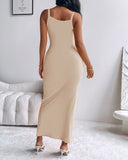 U Neck Spaghetti Strap Maxi Dress