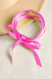 Pink 5pcs Glitter Jelly Bow Knot Ribbon Bracelet Set