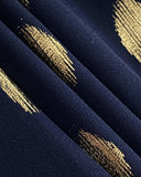 Round Neck Ruffles Short Sleeve Blouse Casual Bronzing Polka Dot Top