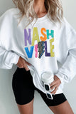 White Nashville Graphic Corded Oversized Sweatshirt