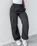 Drawstring Pocket Design Cargo Pants