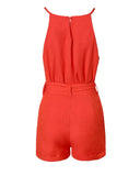 Cami Top & Pocket Design Shorts Set With Belt