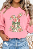 Pink Floral Bow Rabbit Easter Fashion Pullover Sweatshirt