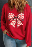 Racing Red Plus Size Valentines Hearts Bowknot Pattern Sweatshirt