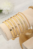 Gold 7pcs/set Textured Plated Open Alloy Bangle Set