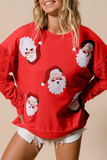 Fiery Red Sequined Santa Claus Long Sleeve Christmas Sweatshirt