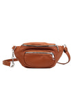 Chestnut Zipper PU Leather Chain Linked Crossbody Bag