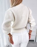 Pearls Decor Frill Hem Knit Cardigan