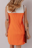 Russet Orange Colorblock Sleeveless Quarter Zip Collared Athletic Mini Dress