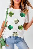 White St.Patrick Clover Crew Neck T Shirt