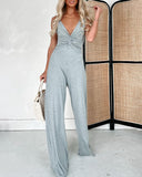 Plunge Twisted Sleeveless Jumpsuit