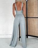 Plunge Twisted Sleeveless Jumpsuit