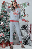 Light Grey Christmas Striped Contrast Two Piece Lounge Set