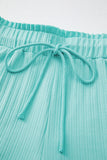 Mint Green Ribbed Button V Neck Tank Top and Shorts Set