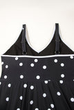 Black Polka Dot/Colorblock Trim V Neck Plus Size Swim Dress