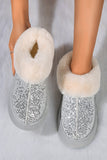 Silvery Sequin Plush Lined Thick Sole Snow Boots