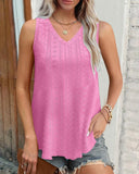 V Neck Sleeveless Thick Strap Hollow out Knit Tank Casual Top