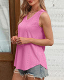 V Neck Sleeveless Thick Strap Hollow out Knit Tank Casual Top