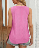 V Neck Sleeveless Thick Strap Hollow out Knit Tank Casual Top