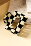 Black Checkerboard Print Hollowed Mini Square Claw Clip