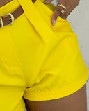 High Waist Ruched Shorts Casual Loose Fit Pocket Design Summer Shorts