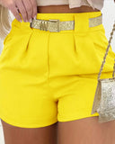 High Waist Ruched Shorts Casual Loose Fit Pocket Design Summer Shorts