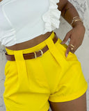 High Waist Ruched Shorts Casual Loose Fit Pocket Design Summer Shorts