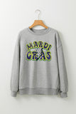 Gray Sequin Mardi Gras Lightening Graphic Pullover Sweatshirt