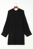 Black Oversized Fold Over Sleeve Open Front Cardigan