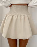 Strechy High Waist Ruched Skirt Casual Puffy Mini Skirt