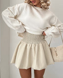 Strechy High Waist Ruched Skirt Casual Puffy Mini Skirt