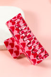 Fiery Red Heart Print Hollow Out Square Hair Claw Clip