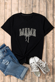 Black Bowknot MAMA Embroidered Crewneck Mothers Day T Shirt