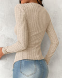 V Neck Overlap Asymmetrical Long Sleeve Top