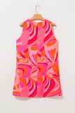 Rose Abstract Floral Print Sleeveless Shift Mini Dress