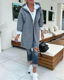 Hooded Pocket Design Zip Up Lined Longline Coat