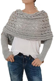 Gray Cross Detail Hollowed Knit Scarf with Sleeves